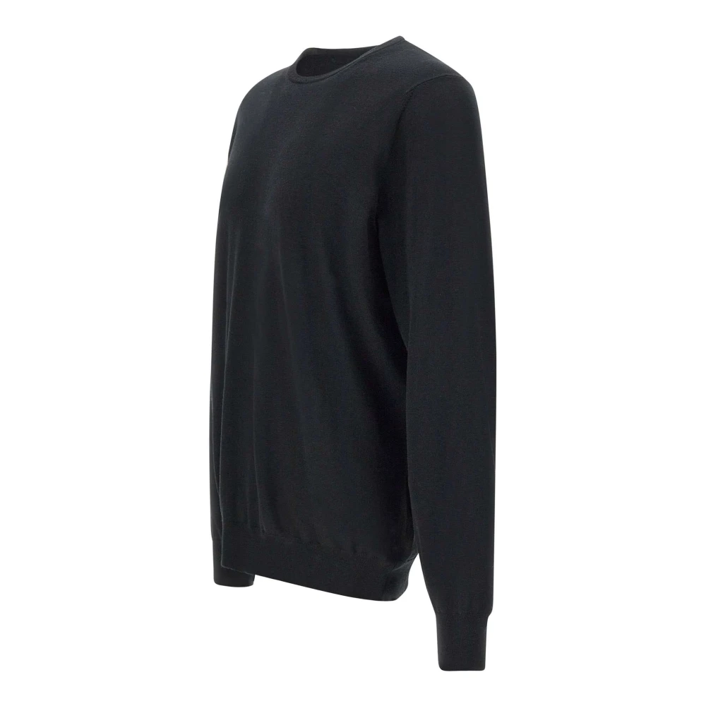 Lardini Navy Blue Wol Crew Neck Sweater Black Heren