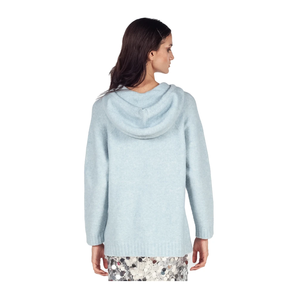 Semicouture Blauwe Anemone Gebreide Hoodie Trui Blue Dames