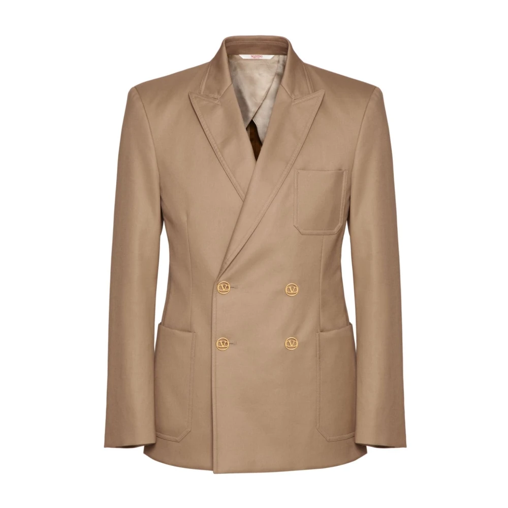 Mørk Beige Blazer med Gullknapper