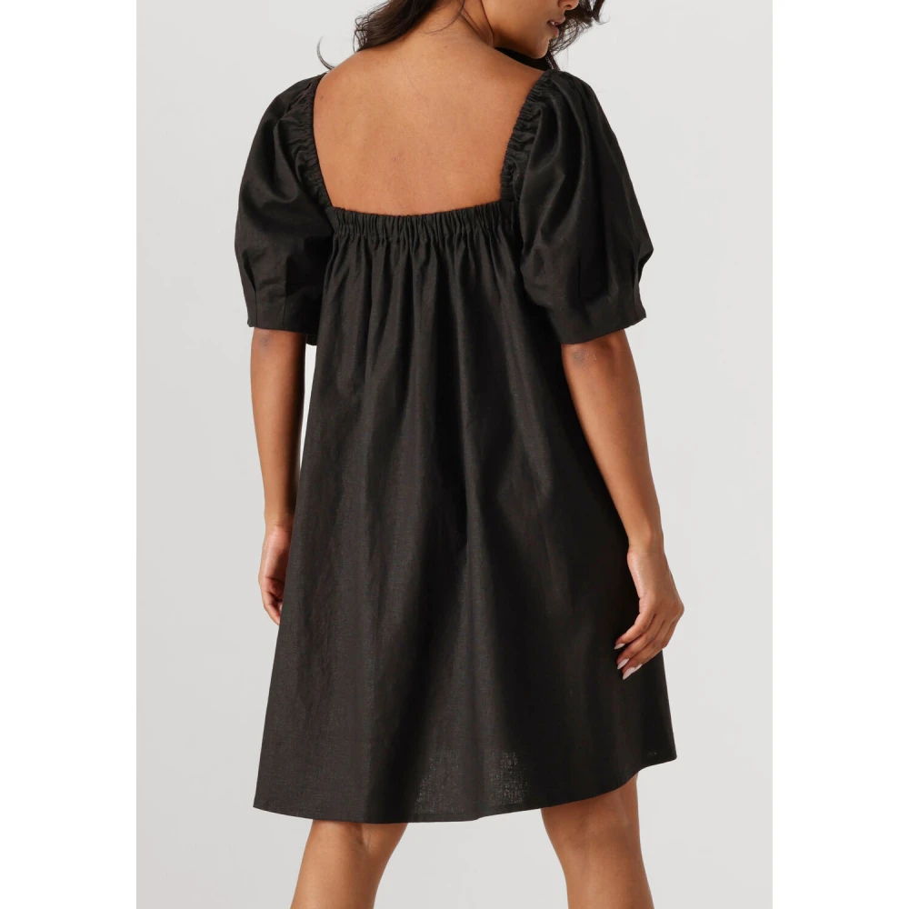 Gestuz Zwarte Linnen Korte Jurk Black Dames