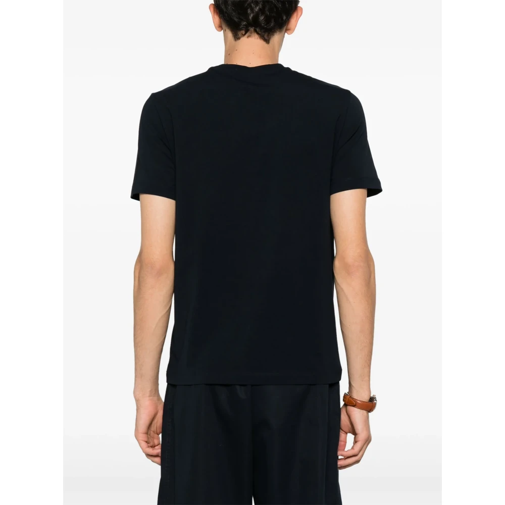 Corneliani Stretch Katoen Logo T-Shirt Blue Heren