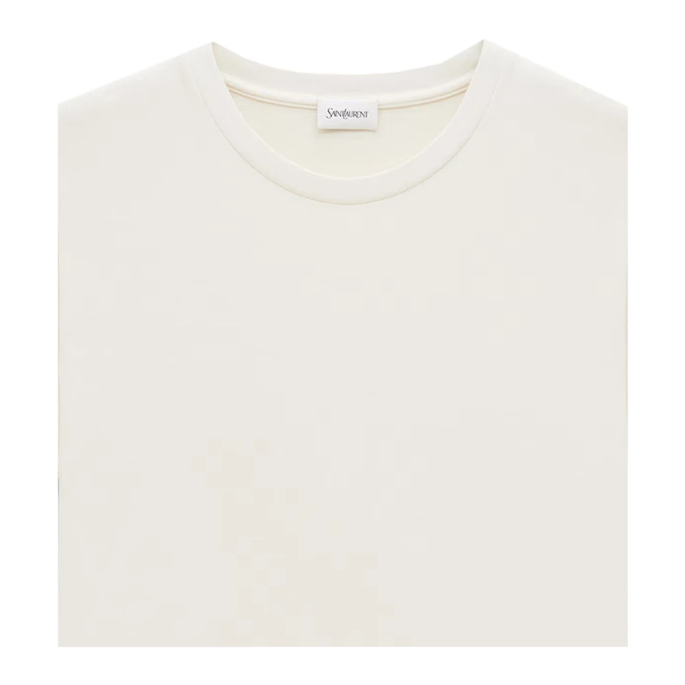 Saint Laurent Katoenen T-shirt met Logolabel White Dames