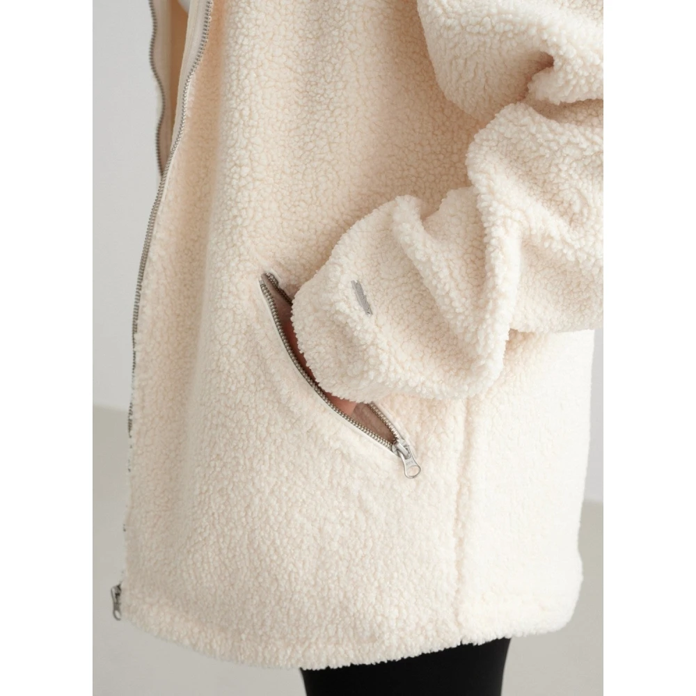 Aim'n Almond White Pile Jacket Beige Dames
