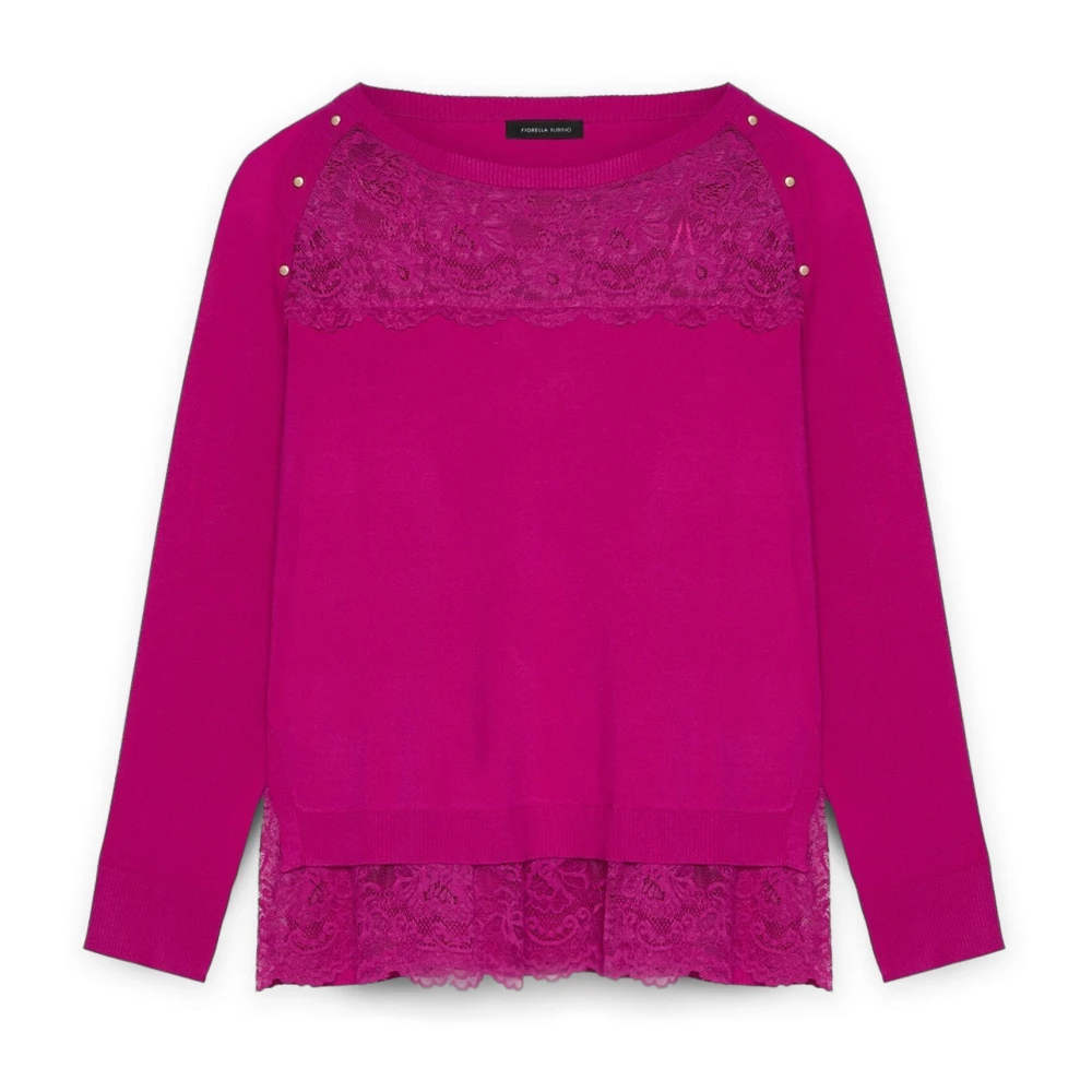 Fiorella Rubino Trui met kanten inzetstukken Pink Dames