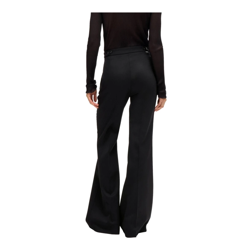 Hugo Boss Formele Flared Broek in Zwart Wol Twill Black Dames