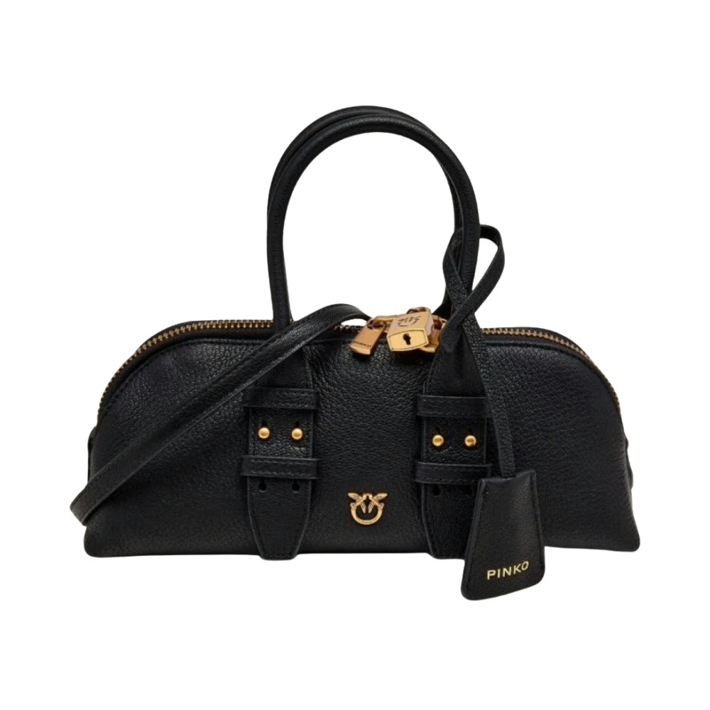 Pinko Donna Nero - Borsa A Mano Piccola Escape Bag Horizontal In Pelle New Shiny - Immagine 4