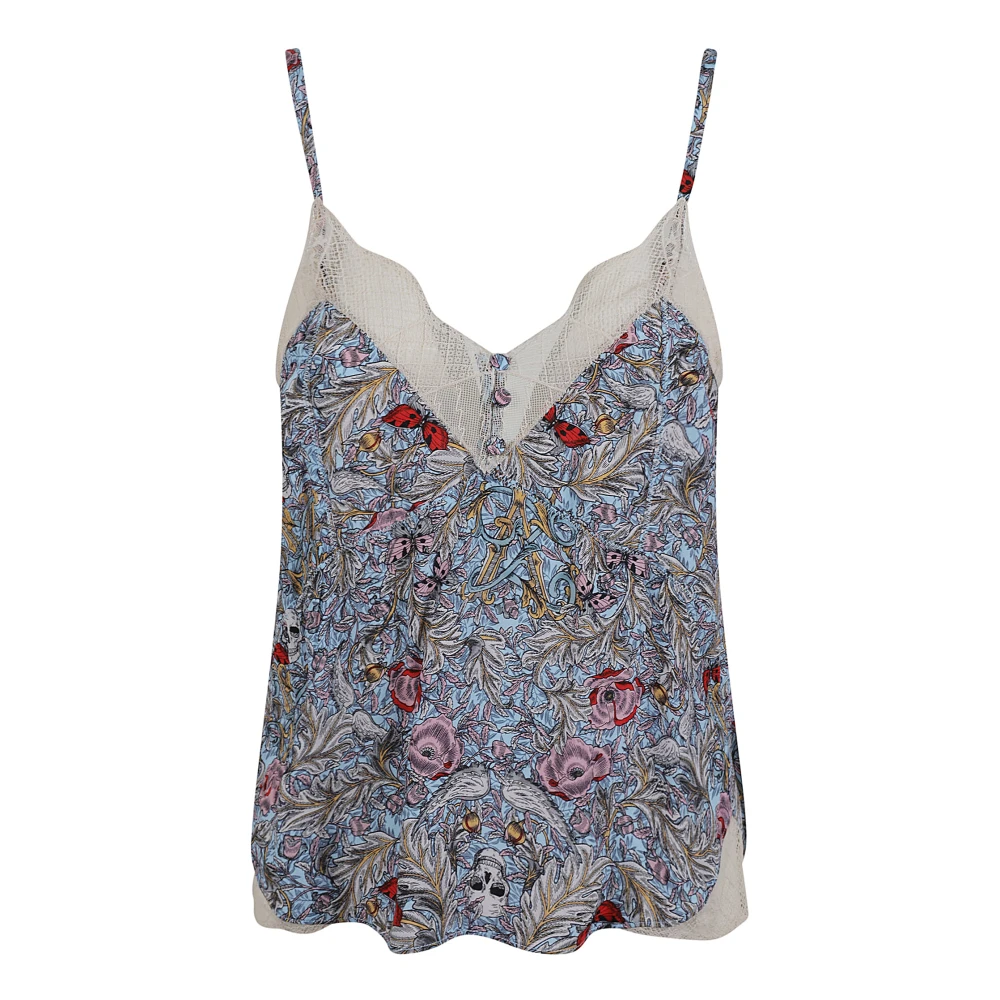 Zadig & Voltaire Zachte Britse Bloemen Crepe Top Gray Dames