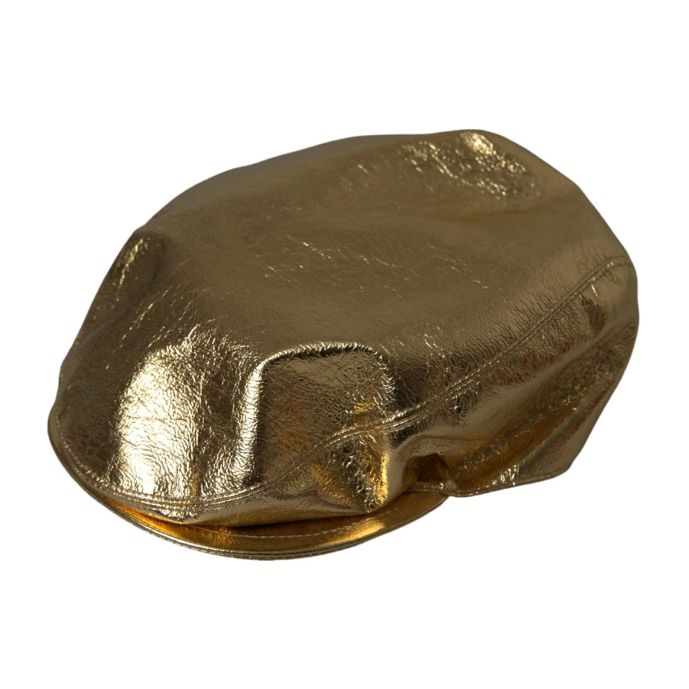 Dolce & Gabbana Metallic Goud Logo Newsboy Cap Yellow Heren