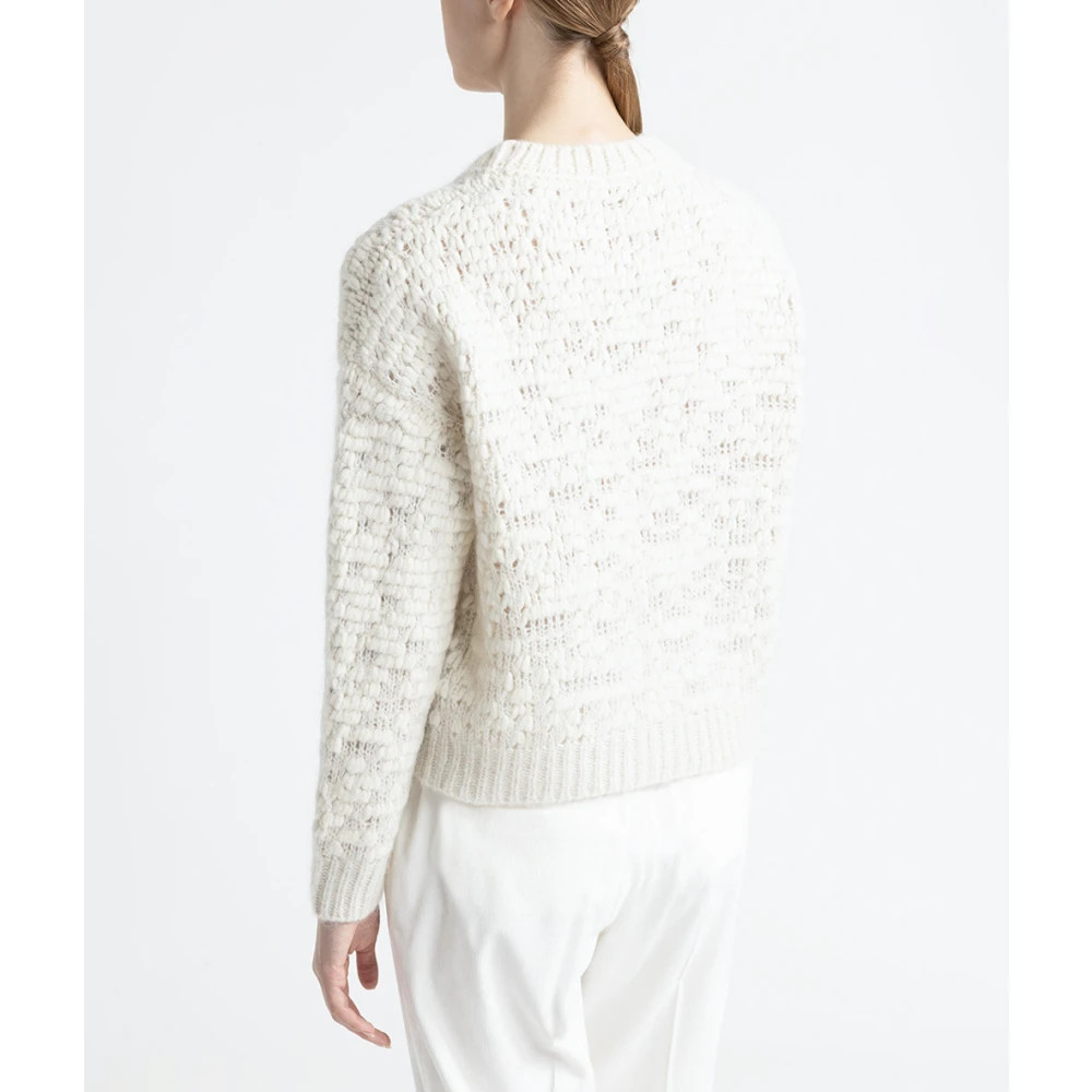 PESERICO Wol alpaca en lurex shaded jacquard trui White Dames