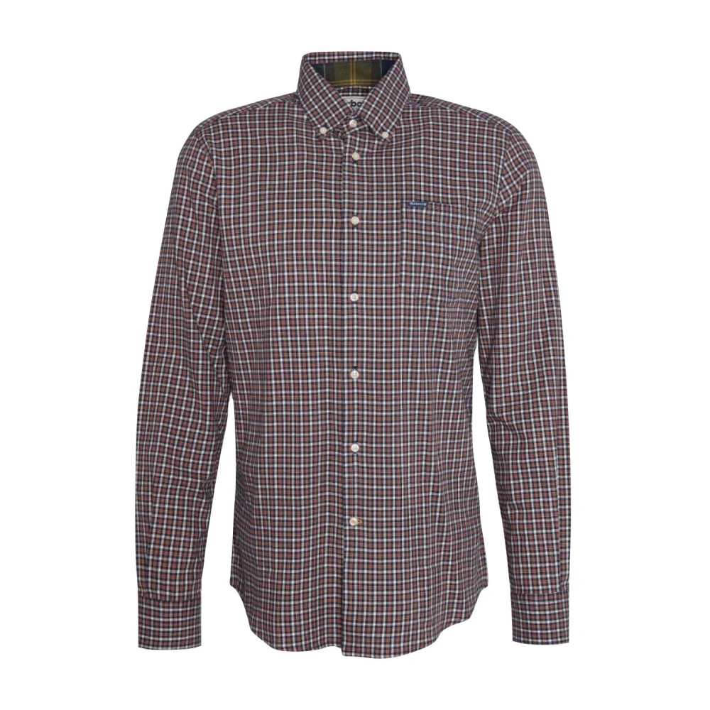 Barbour Twill Button Down Shirt Brown Heren
