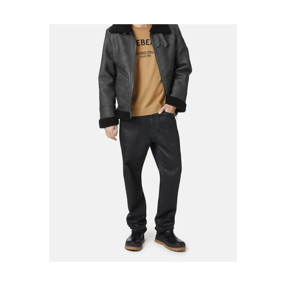 Iceberg Trui met ronde hals en logo Beige Heren