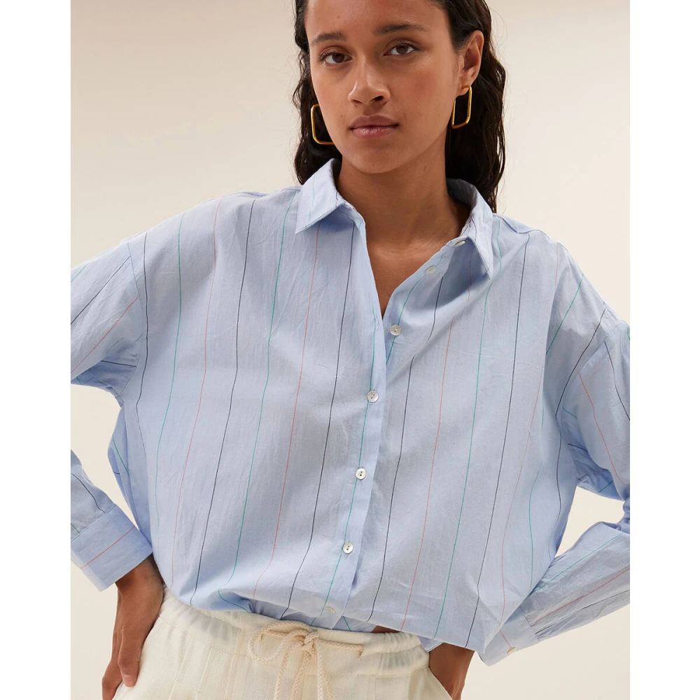 By-Bar Gestreepte Chambray Blouse Blue Dames