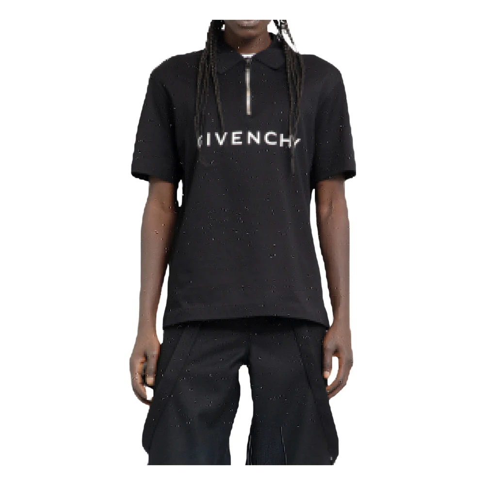 Givenchy Logo Polo Shirt met kwart-ritssluiting Black Heren
