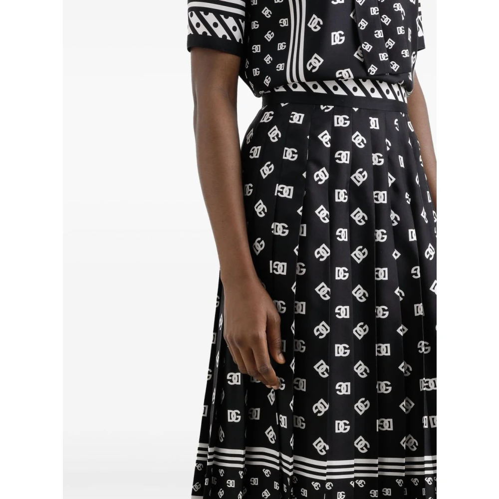 Dolce & Gabbana Geplooide rok met logo's Black Dames
