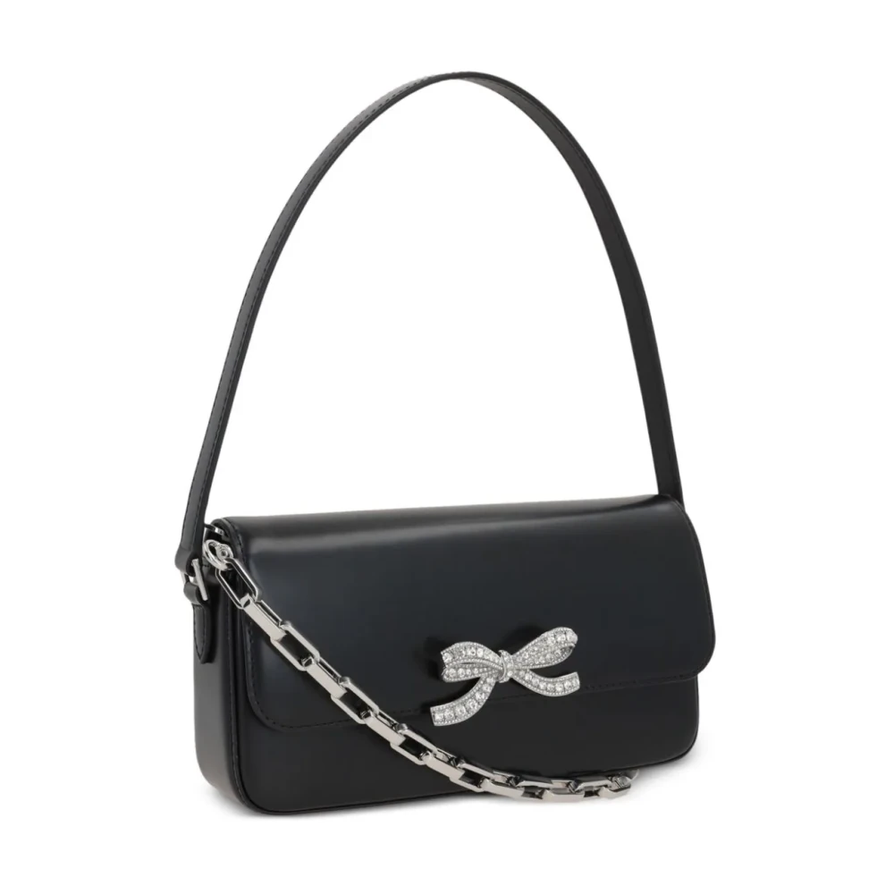 Self Portrait Zwarte leren tas met kristallen strik Black Dames