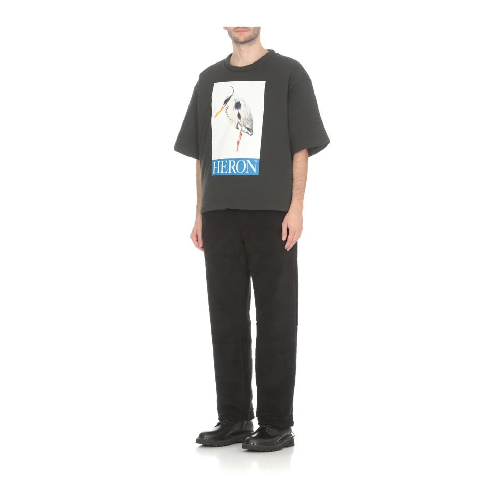 Heron Preston Zwarte Katoenen Gewatteerde T-shirt met Vogelprint Black Heren
