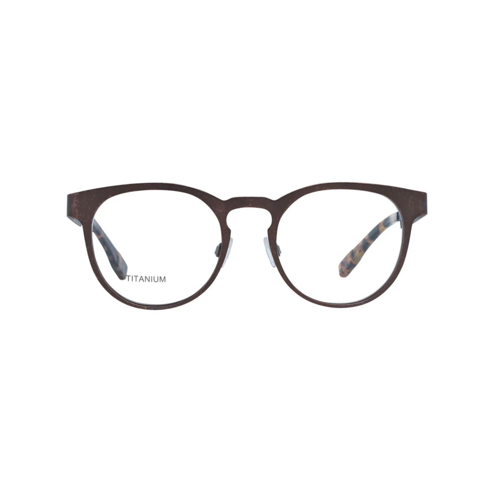 Ermenegildo Zegna Bronzen Ronde Titanium Optische Monturen Brown Heren