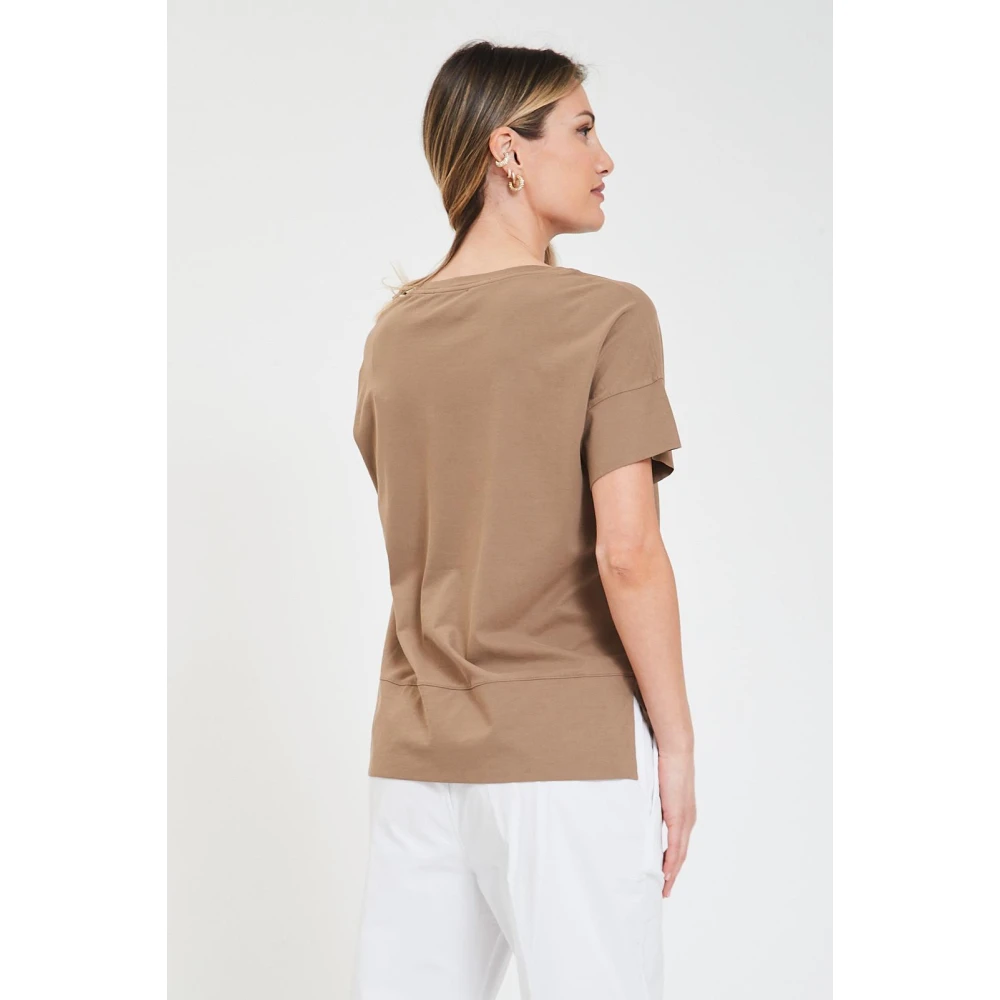 Alpha Studio Giro Box T-Shirt Trendy Design Brown Dames