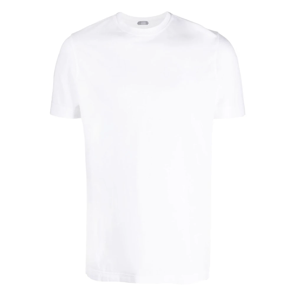 Zanone Katoenen T-shirt met 3 knopen White Heren