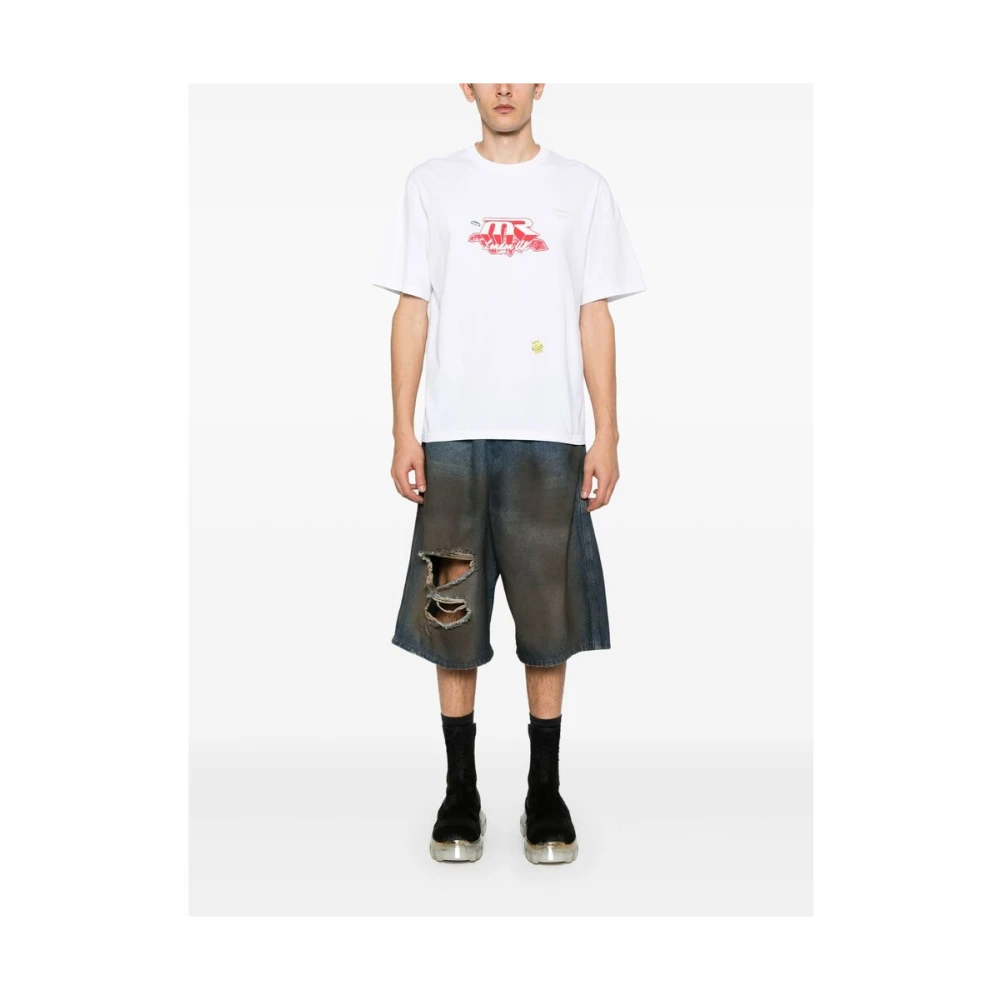 Martine Rose Wit Logo Print Crew Neck T-shirt White Heren