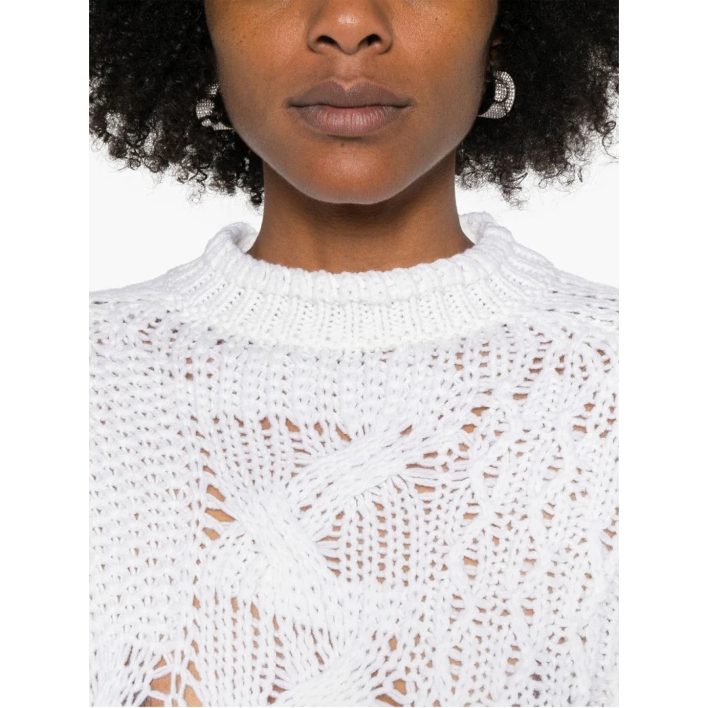 Ermanno Scervino Luxe trui met lange mouwen en ronde hals White Dames