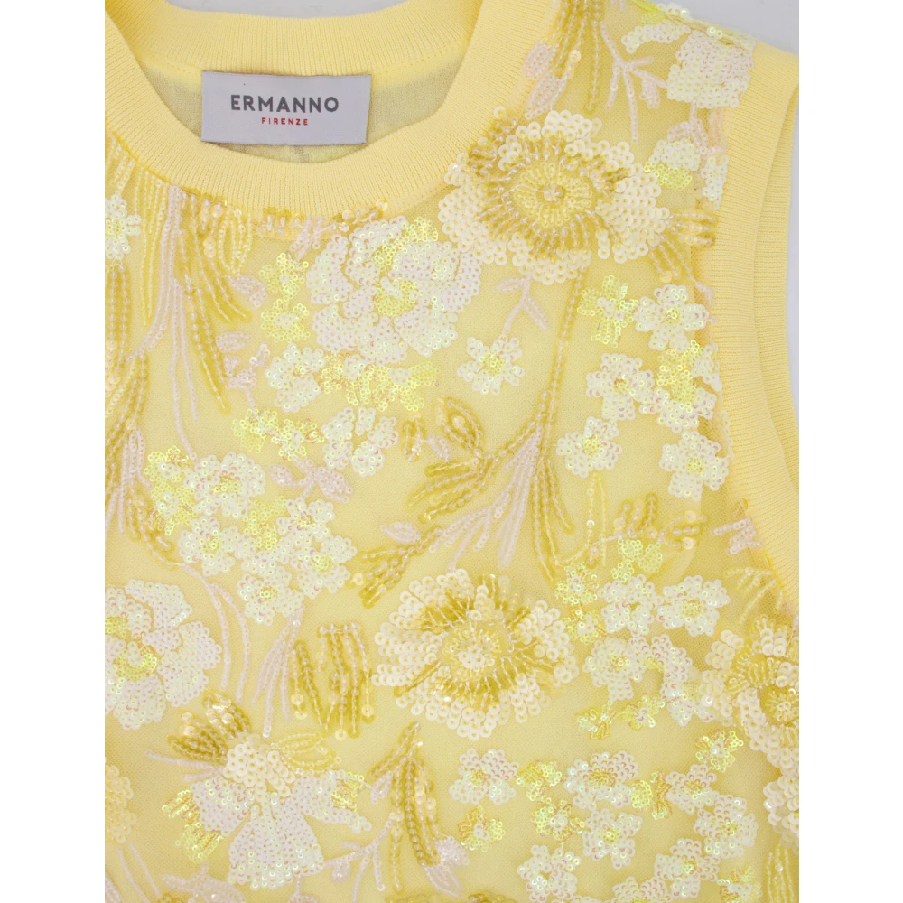 Ermanno Scervino Bloemig Paillet Camisole Top Yellow Dames