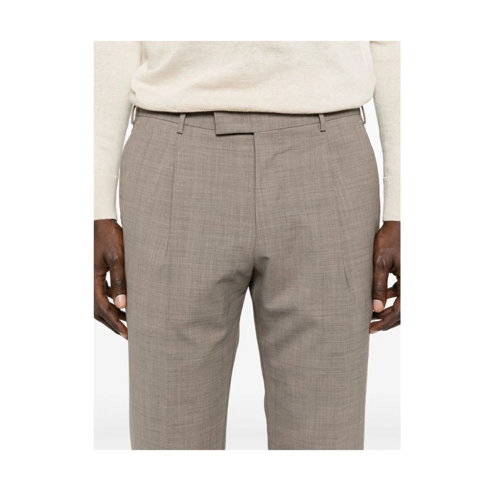 Pt01 Beige Broek met Verborgen Knoop Beige Heren