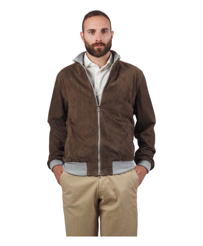 bomber-en-cuir-suede-marron