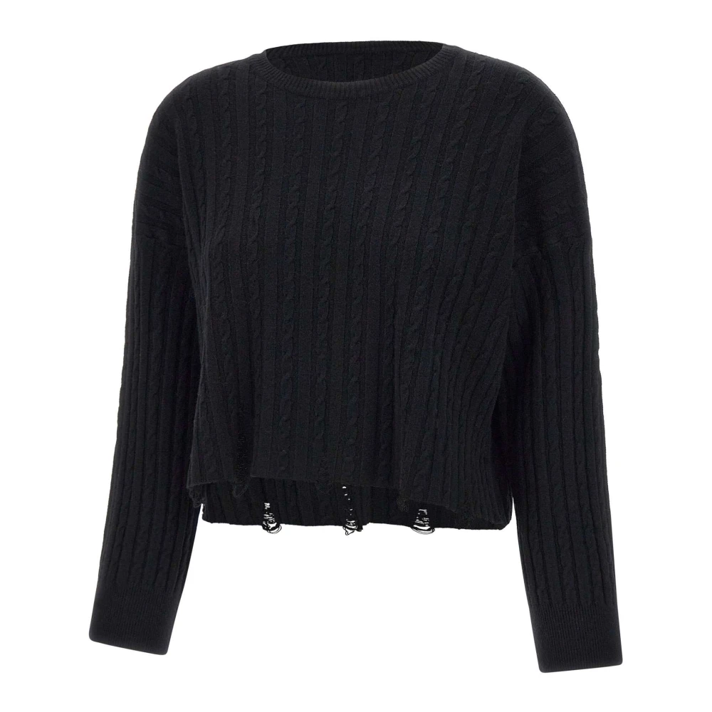 Kaos Zwarte Kabeltrui Black Dames