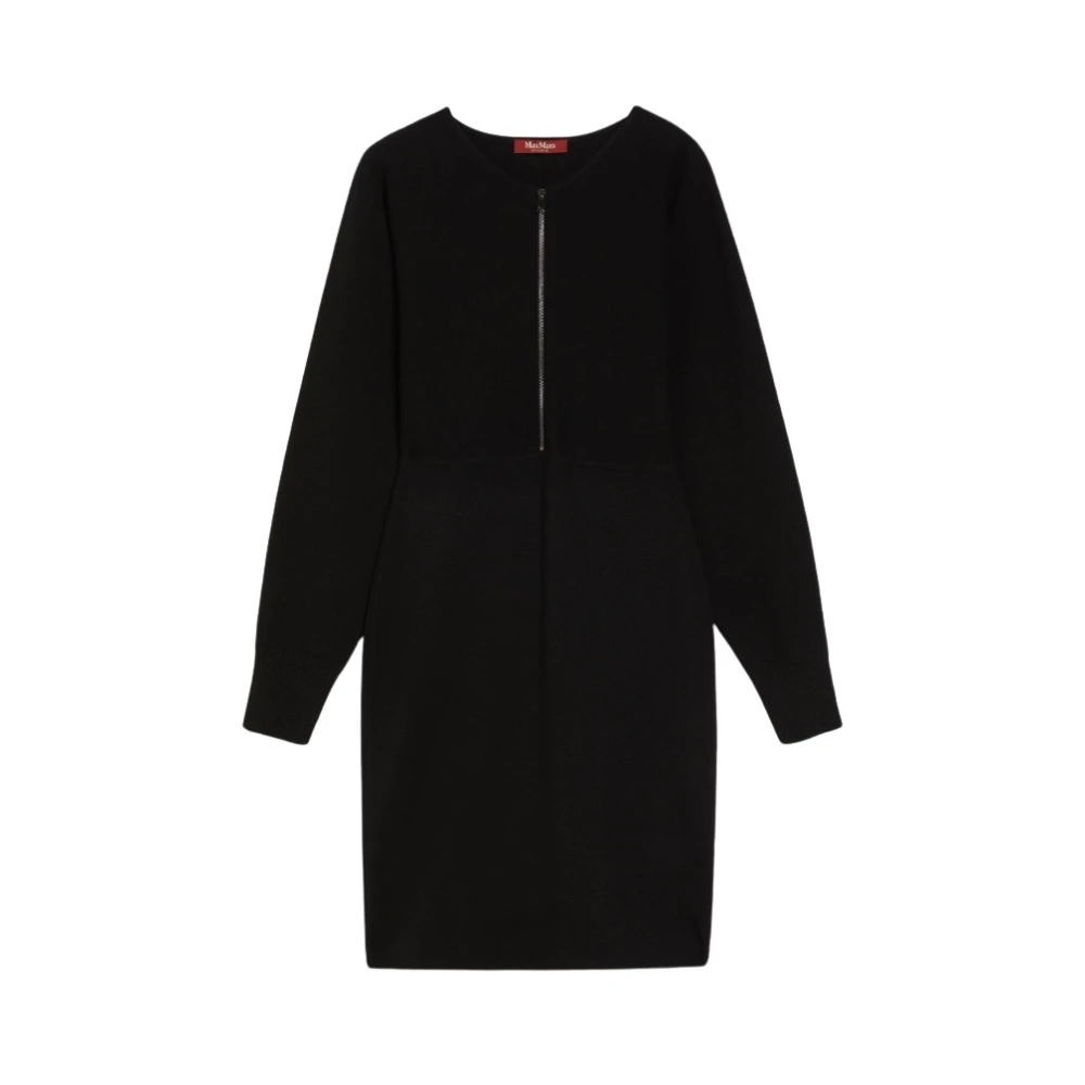 Max Mara Studio Moderne Wollen Blend Gebreide Jurk Black Dames