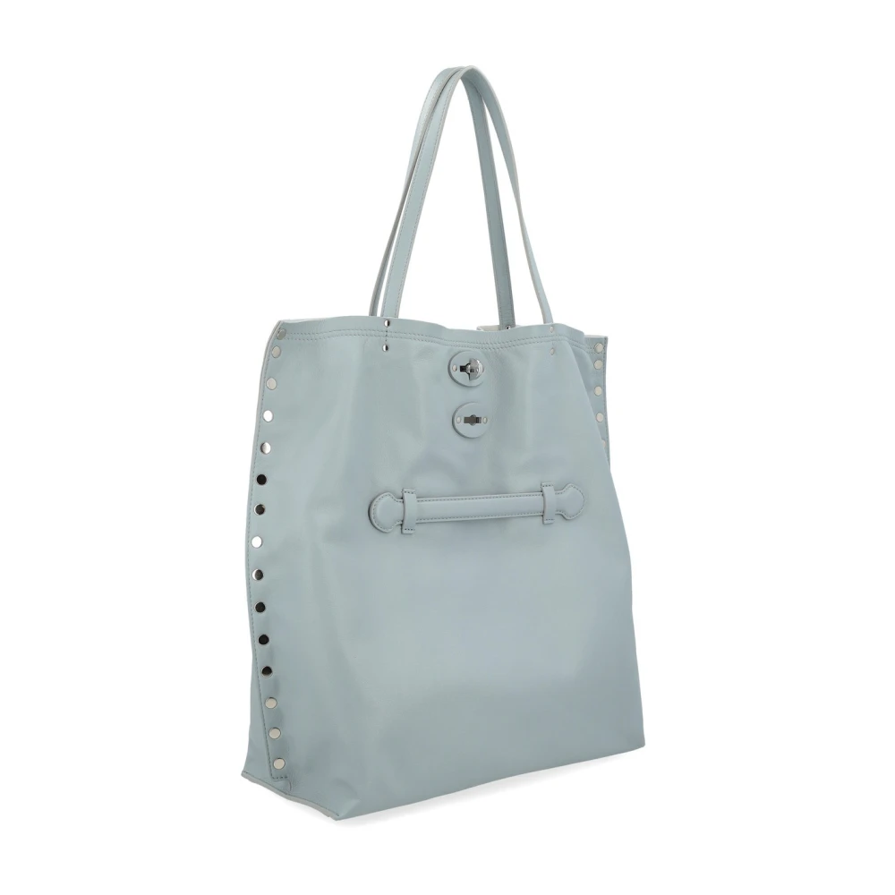 Zanellato Blauwe Leren Shopper Tas Saeta Blue Dames
