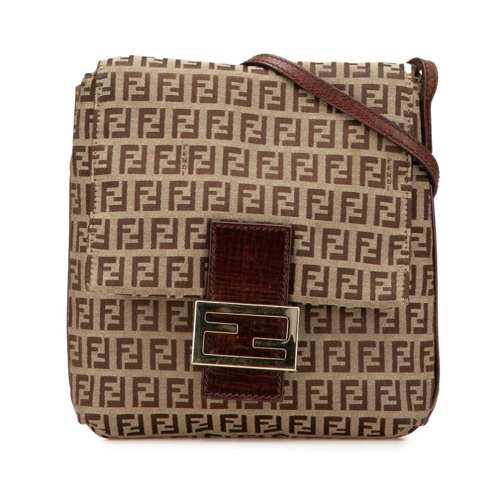 Fendi Vintage Women's Brown Pre-Owned Zucchino Canvas Crossbody Bag