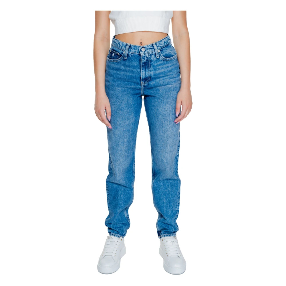 Calvin Klein Jeans Blauwe Effen Dames Jeans met Rits Blue Dames