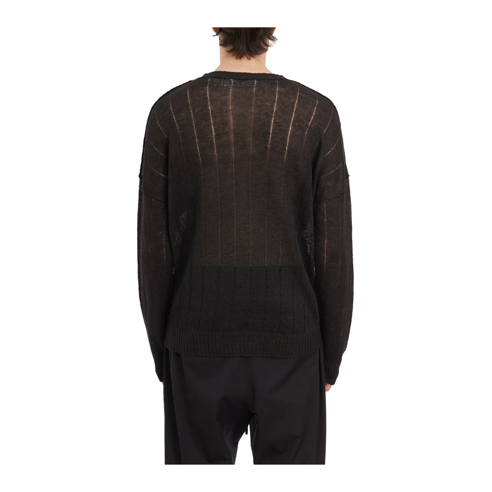 Isabel Benenato Linnen Crewneck Top Black Heren
