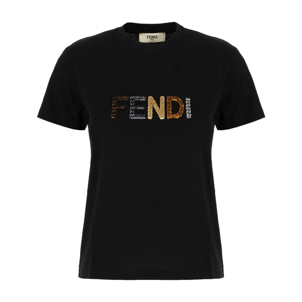 Fendi Casual Katoenen T-Shirt voor Mannen Black Dames