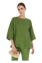 chemisier-vert-en-soie-avec-insert-en-jersey