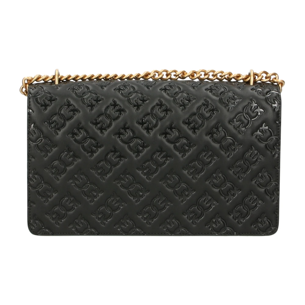 pinko Love Bag Schoudertas met Love Birds Monogram Print Black Dames