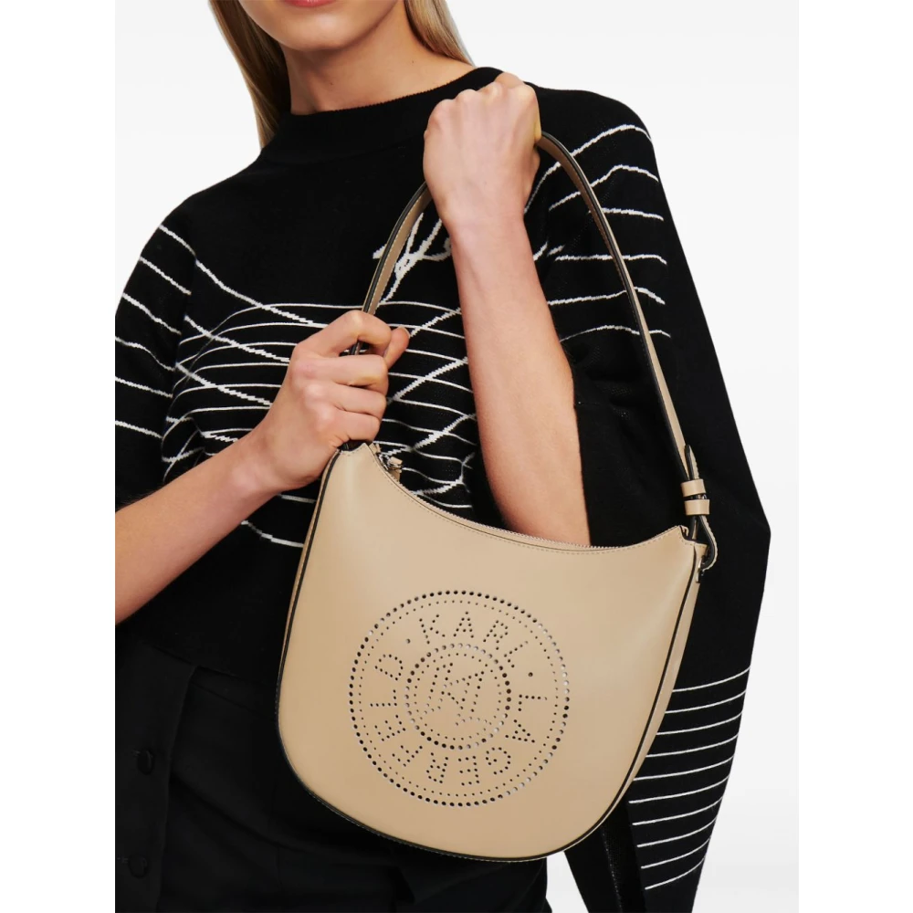 Karl Lagerfeld Geperforeerde Circle Moon Arena Tas Beige Dames