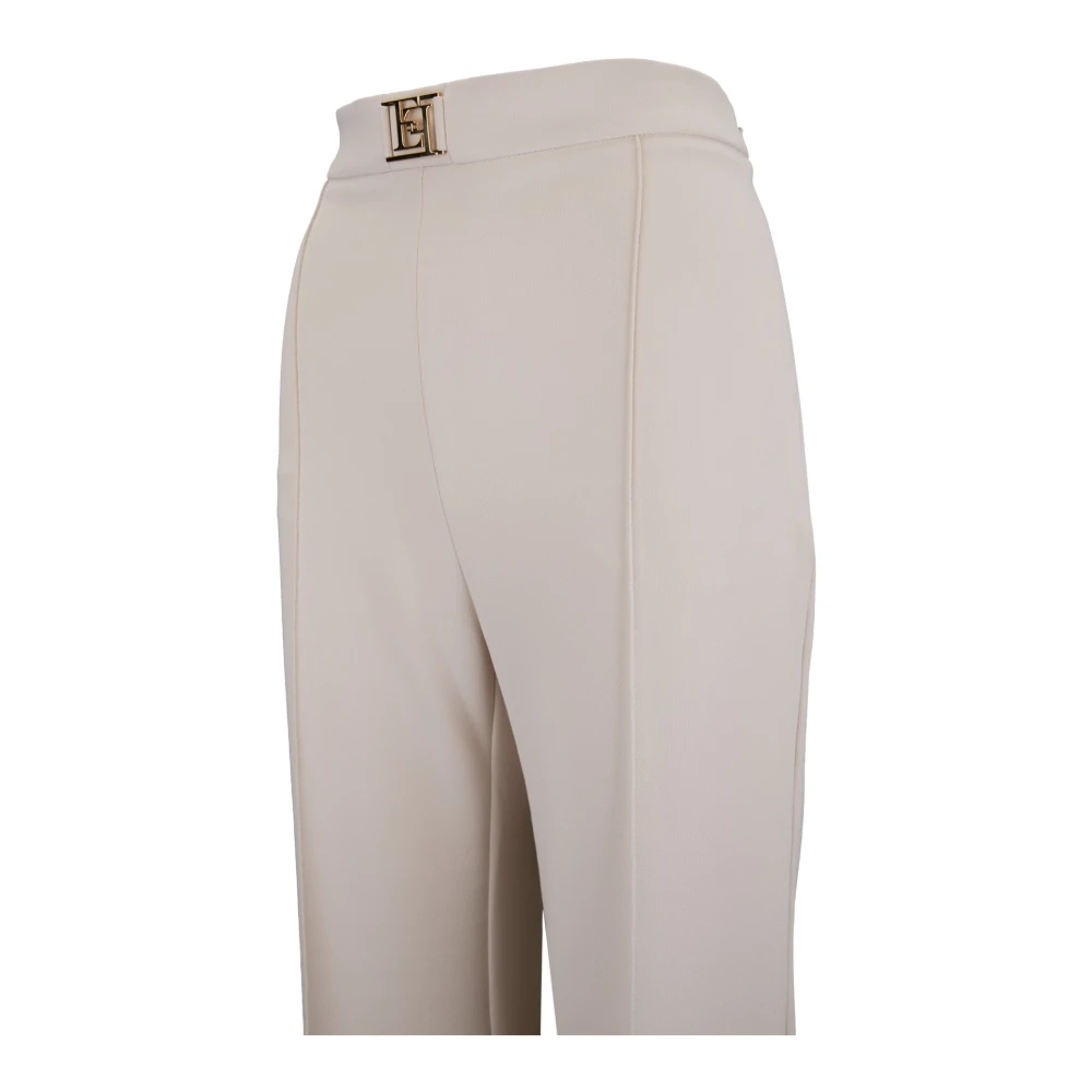 Elisabetta Franchi Gouden Metalen Rits Haak Broek Beige Dames