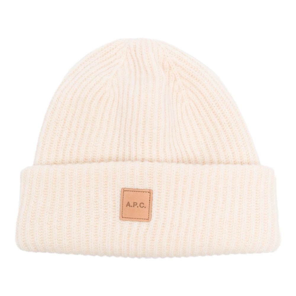 A.p.c. Michelle Logo Patch Beanie Beige Dames