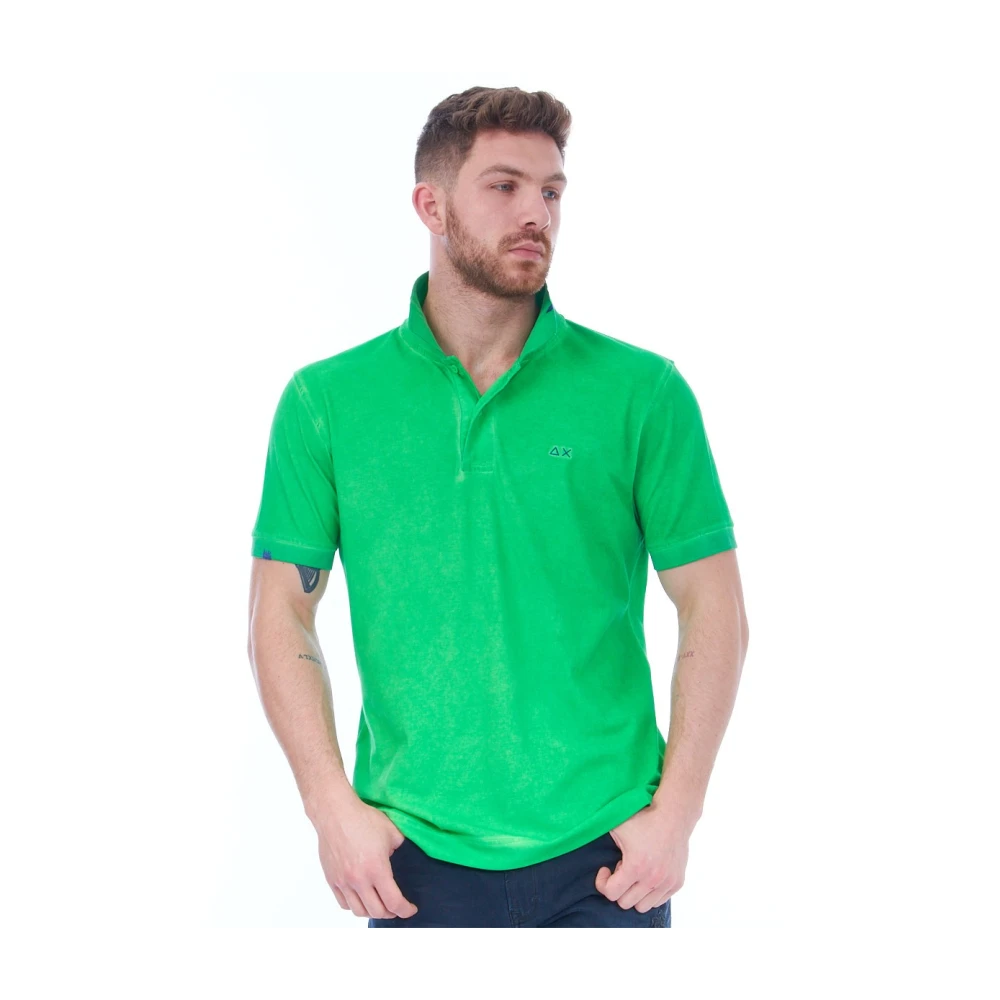 Sun68 Vintage Beach Polo Shirt Groen Green Heren
