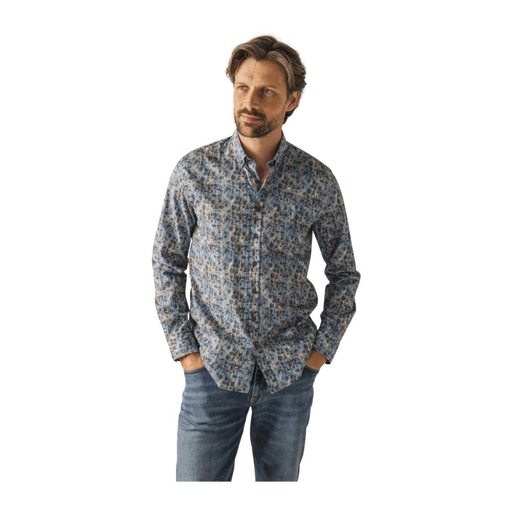 State of Art Casual Blauw Overhemd Multicolor Heren