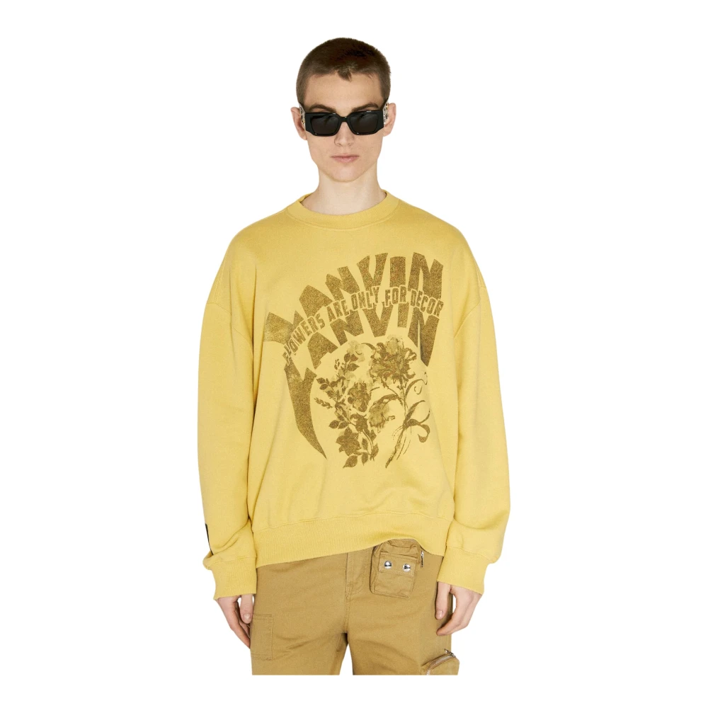 Lanvin Yellow Cotton Fleece Logo Print Sweatshirt - Male - Sweatshirts - S - Sweatshirts & Hoodies
