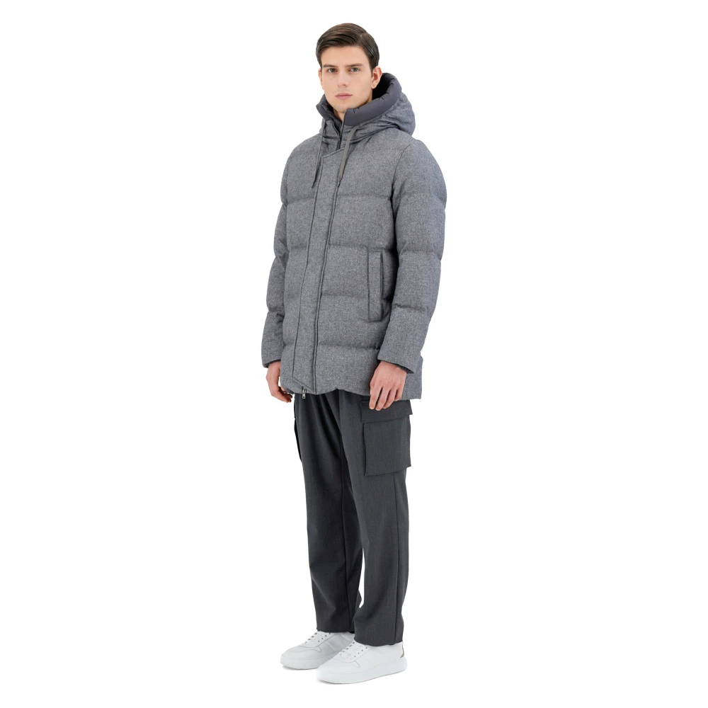 Herno Grijze Kasjmier-Zijde Lange Pufferjas Gray Heren