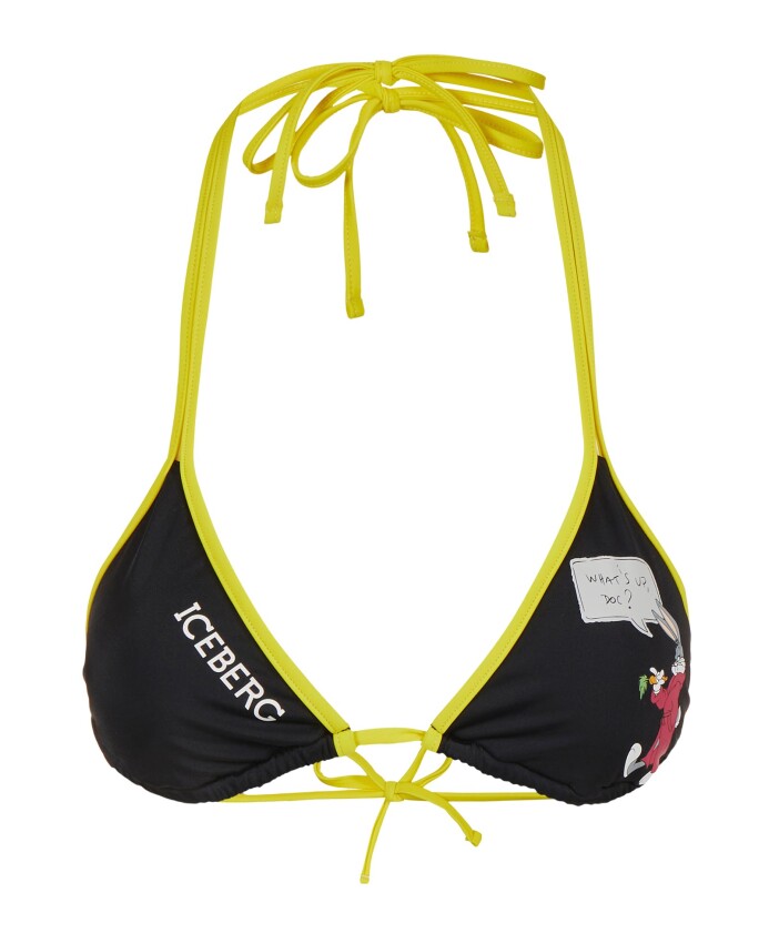 haut-de-maillot-de-bain-triangle-noir-avec-passepoil-jaune-et-illustration-warner