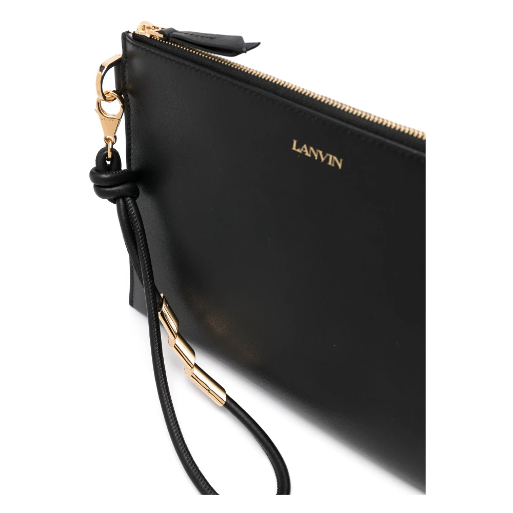 Lanvin Zwarte Flat Pouch Sequens Black Dames
