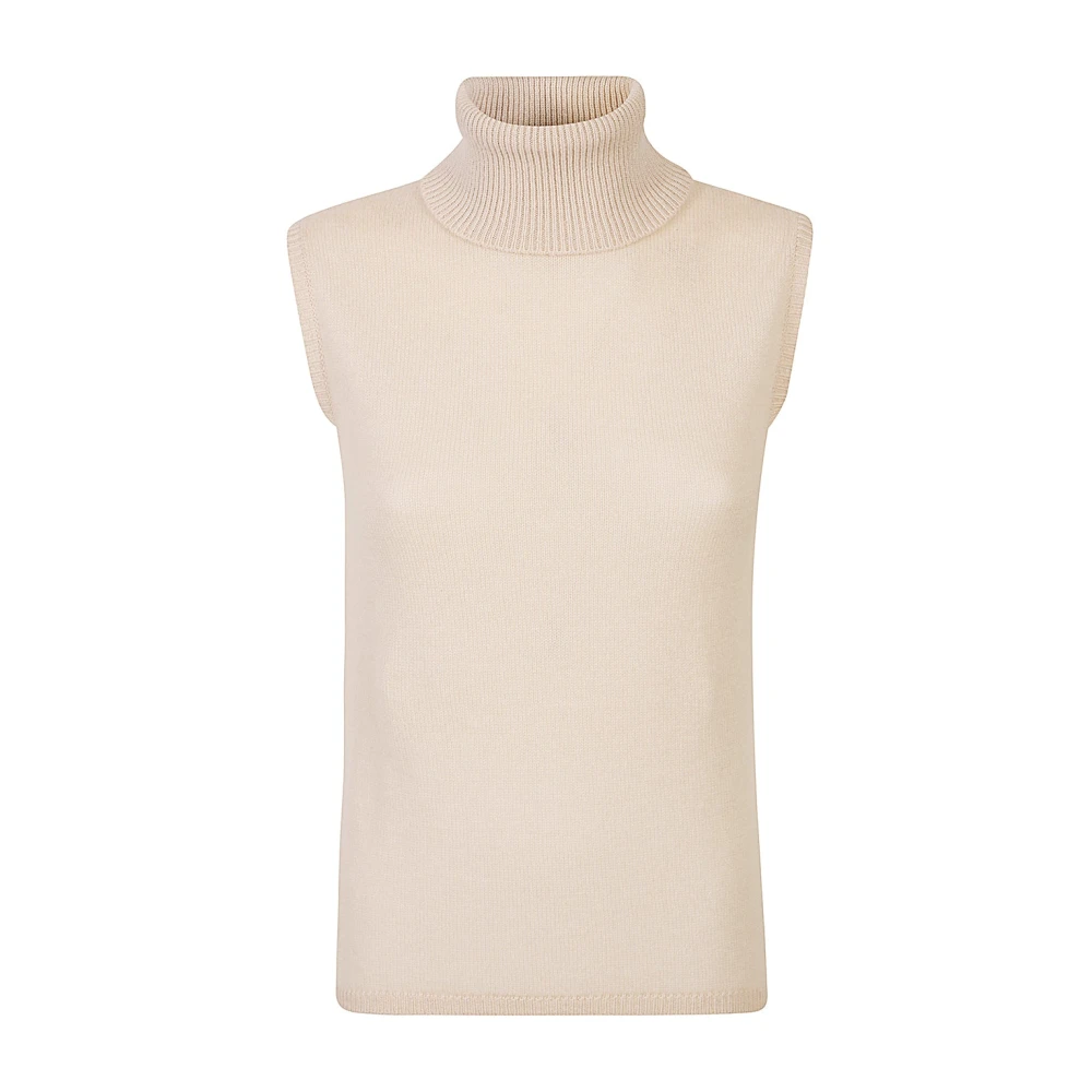 Eleventy Women's Beige Cashmere Sleeveless Turtleneck Jumper