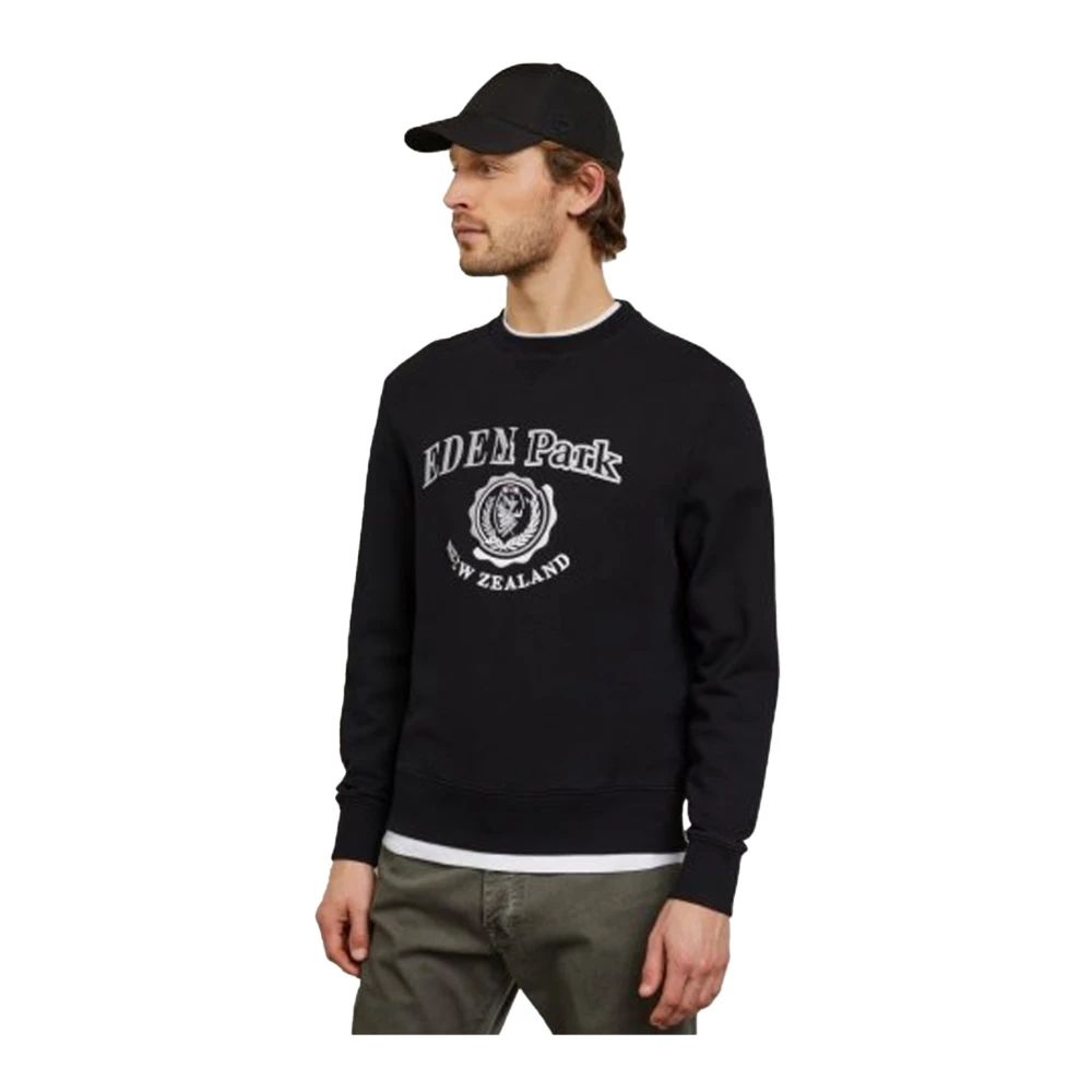 Eden Park Zwarte Logo Katoenen Sweatshirt Black Heren