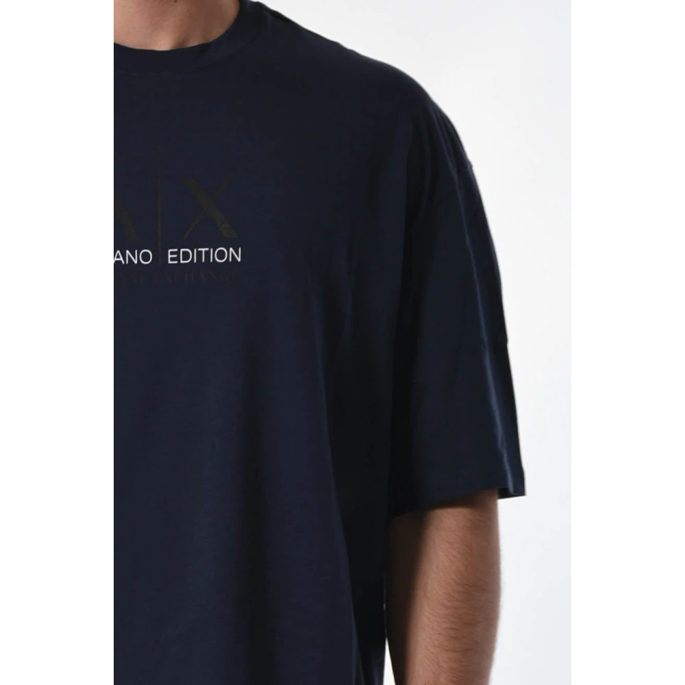 Armani Exchange Katoenen T-shirt met frontlogo Blue Heren