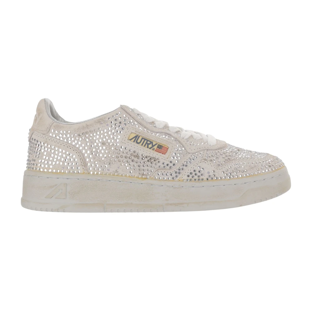 Autry Women's White Medalist Low Crystal Sneakers
